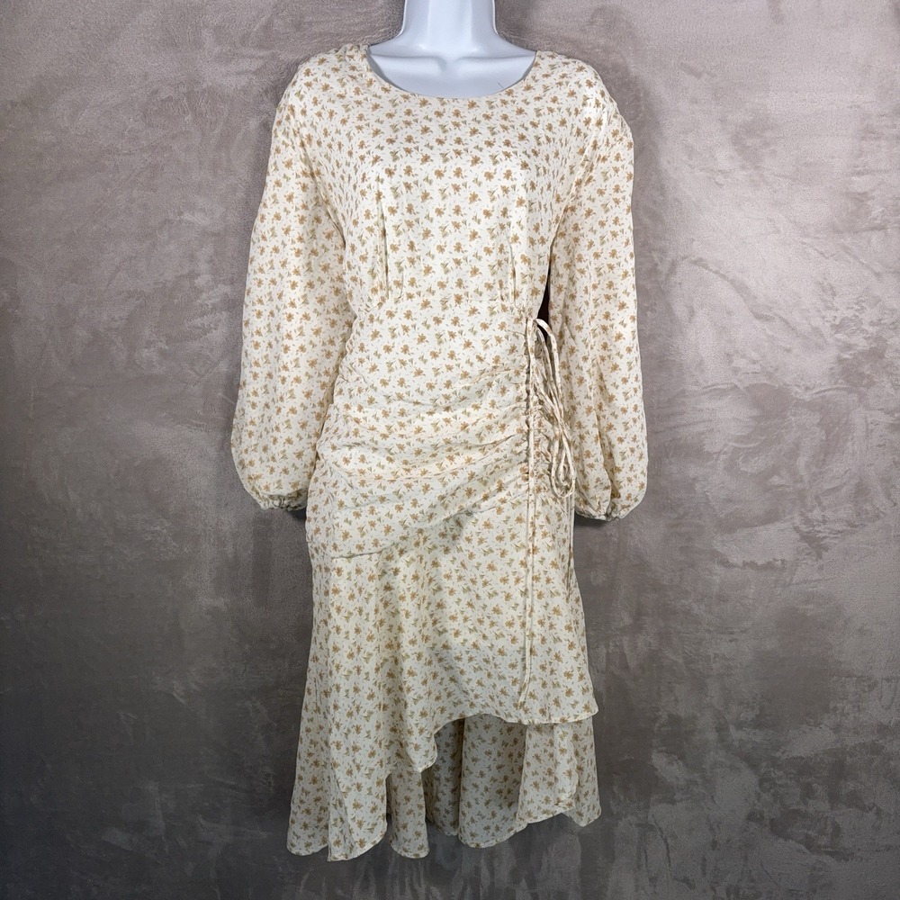 VEILED Dress Womens Size XL Cream Floralโ Cottagecore Prairie Romantic Milkmaid